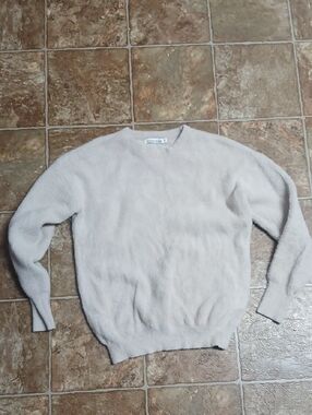 Brave+true Fuzzy Crewneck Sweater in Cream